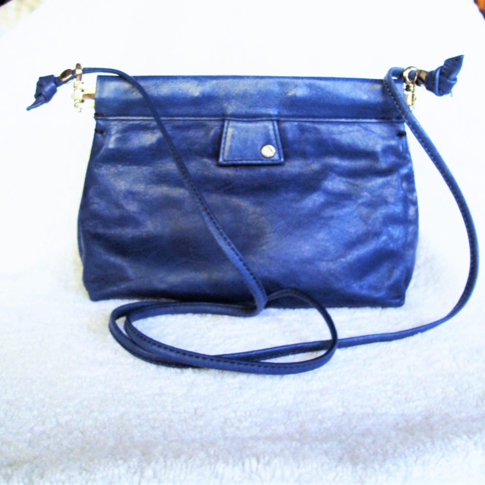 TRE VERO Italian Blue Leather crossbody bag